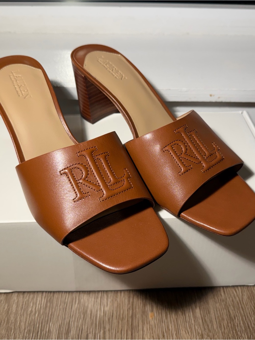 Lauren Ralph Lauren Everly Tan Block Heel Sandals - Size 10